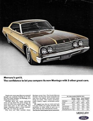 1968 Mercury Montego (USA) | Michael | Flickr Edsel Ford, Mercury Montego, 1960s Cars, Mercury Grand Marquis, Automobile Advertising, Mercury Cars, Oldsmobile Cutlass Supreme, Jeep Wagoneer, Grand Marquis