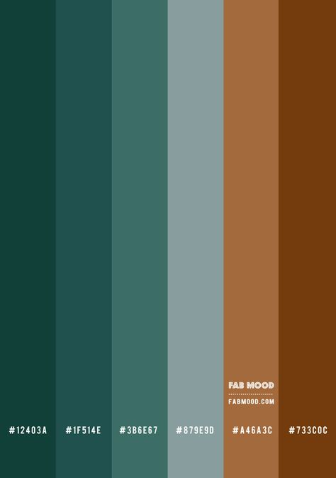 Teal And Gold Color Scheme, Teal Brown Bedroom, Teal And Rust Color Scheme, Teal Bronze Color Palette, Teal Fall Aesthetic, Dark Teal And Rust Living Room, Turquoise And Brown Color Palette, Earthy Teal Color Palette, Turquoise And Gold Color Palette