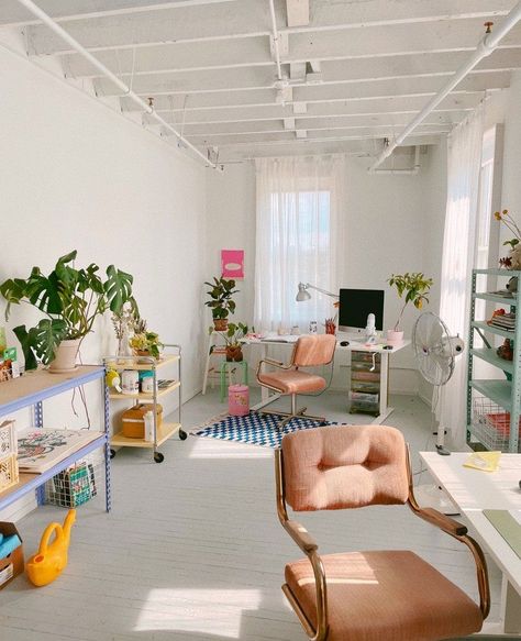 Leigh Ellexson, Dream Office Space, Design Studio Workspace, Art Studio Space, Art Studio Room, Dream Office, Art Studio At Home, Small Space Design, Studio Room