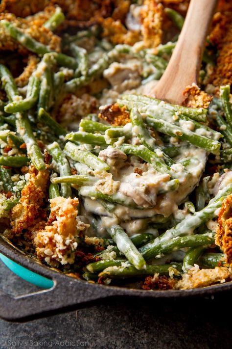 Creamy Green Bean Casserole, Green Bean Casserole From Scratch, Creamy Green Beans, Tartiflette Recipe, Best Thanksgiving Side Dishes, Thanksgiving Food Sides, Brie Bites, Greenbean Casserole Recipe, Sally's Baking