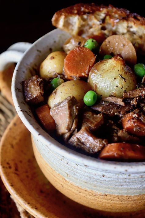 This Braised Brisket Stew Recipe is the epitome of comfort food. It's warm, cozy, filled with tender meat, and a sauce full of vegetables that have taken on its delicious flavor. #stew #brisket #slowcooking #braisedmeats #beef #comfortfood Brisket Stew Crockpot, Leftover Brisket Stew, Beef Brisket Stew Recipes, Smoked Brisket Soup Recipes, Braised Beef Brisket Recipes, Brisket Stew Recipes, Brisket Soup Recipes, Beef Brisket Soup, Brisket Soup