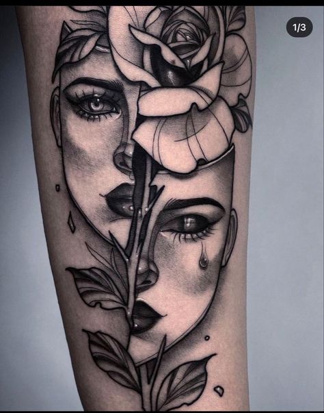 Two Face Mask Tattoo, Two Faces Tattoo Woman, Graceful Tattoo, Rug Tattoo, Mandala Tattoos For Women, Cute Foot Tattoos, Pisces Tattoo Designs, Cute Hand Tattoos, Wicked Tattoos