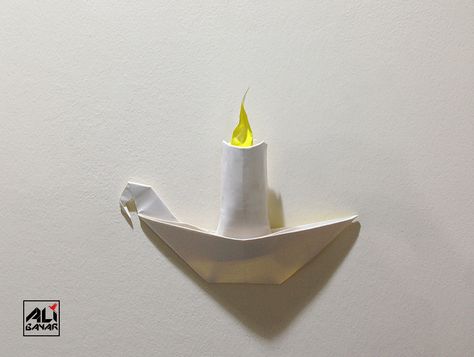 Mum (Origami Candle) Candle Origami, Origami Candle, Ring Holder, Origami, Candles, Home Decor, Home Décor