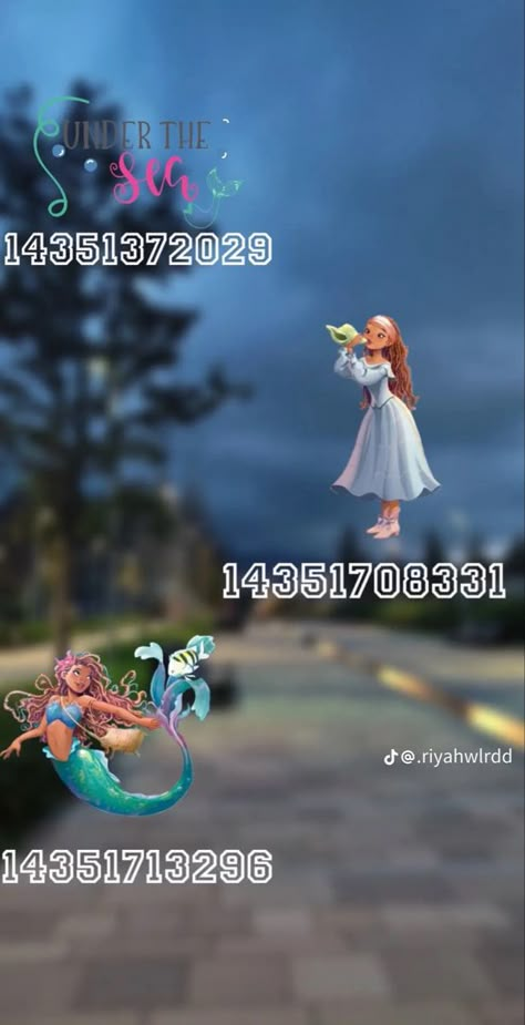 Roblox Disney Decal Codes, Bloxburg Disney Princess Decal Codes, Mermaid Decals Bloxburg, Disney Princess Decals Bloxburg, Bloxburg Disney Decal Codes, Bloxburg Princess Decal Codes, Bloxburg Aquarium Decals, Mermaid Decals, Little Mermaid Bedroom