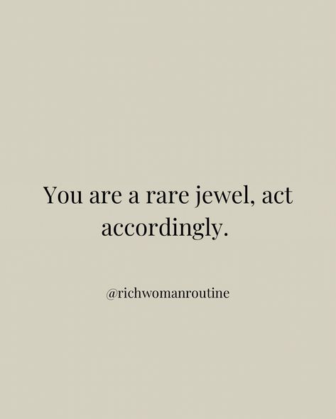 I’m so unique, you won’t find me again ✨ The RWR High Value Bundle is coming SOON! 🥂✨ Learn to elevate your thoughts and your reality to live your best life! ✨ Follow this account, it’s worth it!💸 @richwomanroutine #richwomanroutine #wealthwoman #richwoman #rarejewel #softlife Woman Value Quote, Standard Quotes Woman, Female Lead Relationship Quotes, Romanticizing Quotes, Well Kept Woman, Know Your Worth Quotes Woman, Your Worth Quotes, High Value Woman Quotes, High Value Woman Aesthetic