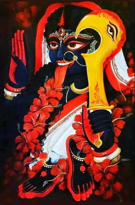 Kali Mata Paintings, Ma Kali Paintings, Mahakali Pic, Ma Kali Drawing, Kali Maa Painting, Maa Kali Painting, Kali Mata Drawing, Maa Kali Drawing, Kali Painting