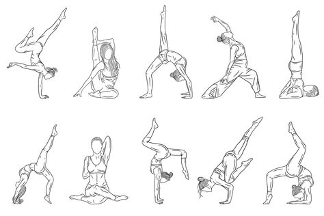 10 Bundle Women Yoga Pose Line Art by Morspective on @creativemarket Line Art Meditation, Mafia Tattoo, Fitness Clipart, Yoga Drawing, Illustration Software, Tattoo Vintage, Png Illustration, Dark Artwork, Women Yoga