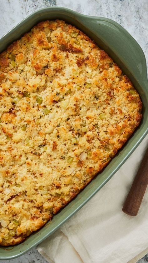 Southern Cornbread Dressing Cornbread Dressing Southern, Dressing Recipes Cornbread, Thanksgiving Dressing, Breakfast Party Foods, Easy Dinner Casseroles, Southern Cornbread, Cornbread Dressing, Quick Easy Dinner, Thanksgiving Sides