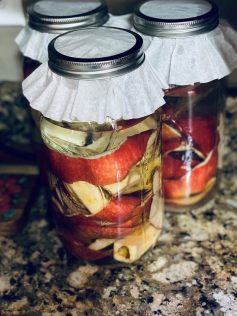 Homemade Apple Cider Vinegar – Our Little Bit of Earth Apple Cider Vinegar Homemade, Homemade Apple Cider Vinegar, Canning Apples, Make Apple Cider Vinegar, Apple Cider Vinegar Recipes, Vinegar Salad Dressing, Preserving Herbs, Recipes Drinks, Fruit Fly Trap