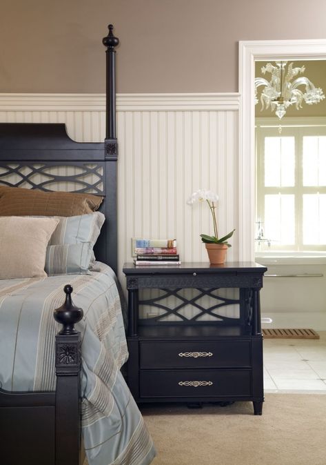 10 Real-Life Examples of Beautiful Beadboard Paneling Beadboard Paneling Wall, Beadboard Bedroom Walls, Bead Board Walls Bedroom, Beadboard Bedroom, Beadboard Walls, Hotel Bedrooms, Beadboard Paneling, Bead Board Walls, Accent Wall Bedroom