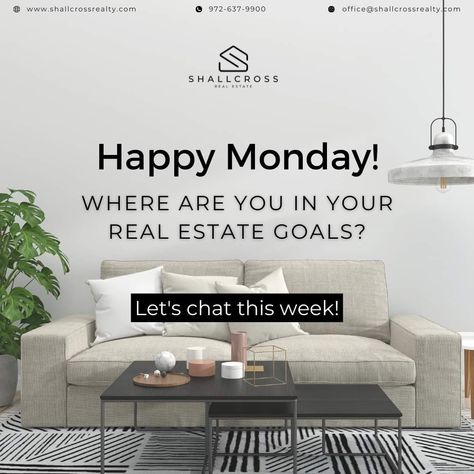 Real Estate Interaction Post, Monday Real Estate Post, Friday Real Estate Post, Real Estate Monday, Happy New Year Real Estate, Monday Real Estate, Interior Design Quotes, Real Estate Fun, Happy Mondays