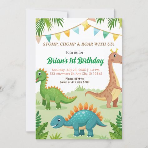 colorful dinosaurs cute boy birthday party Dinosaurs Cute, Colorful Invitations, Party Invite Design, Boy Birthday Invitations, Canva Design, Boy Birthday Party, Birthday Party Invitation, Holiday Celebration, Themed Party