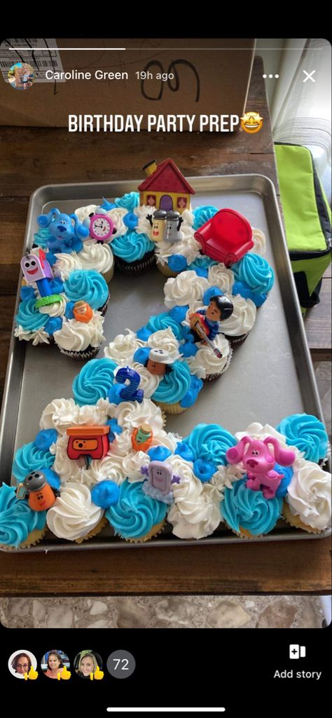 Blue Pull Apart Cupcakes, Blues Clues Pull Apart Cupcakes, Blues Clues Birthday Treats, Blue Clues Cupcakes, Blues Clues Birthday Cupcakes, Blues Clues Cupcake Cake, Blue Clues 2nd Birthday Party, Blues Clues Smash Cake, Blues Clues 2nd Birthday