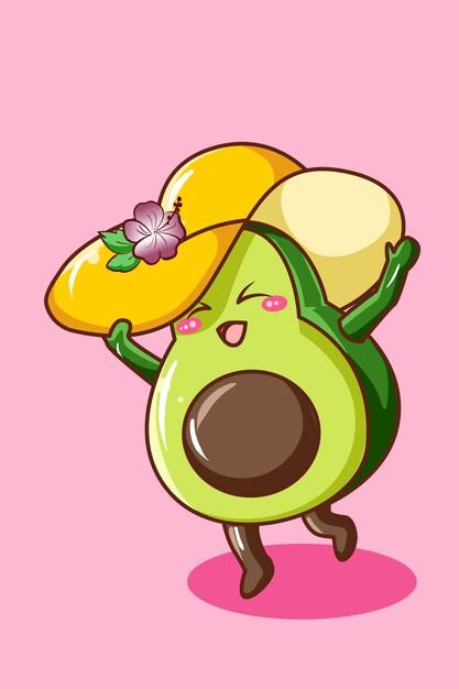 Aguacate lindo y feliz con sombrero en l... | Premium Vector #Freepik #vector #fondo #logo #comida #etiqueta Avocado Cartoon, Love Is Cartoon, Food Template, Funny Fruit, Cartoon Clip, Cute Avocado, Scary Halloween Costumes, Food Graphic Design, Illustration Quotes