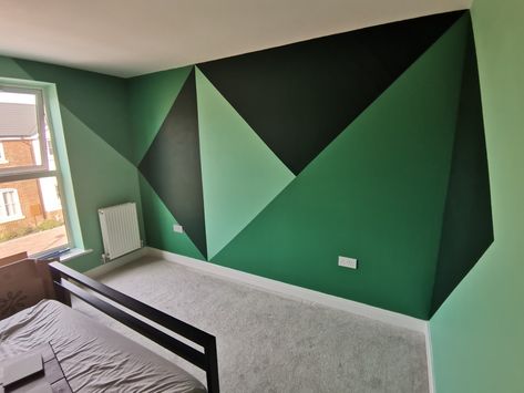 Wall Paint Designs Bedroom Indian, Wall Paint Designs Bedroom, Paint Design Ideas, Colors For Home, Black Painted Walls, Diy Wall Design, Geometric Wall Paint, Wall Paint Patterns, Feature Wall Bedroom