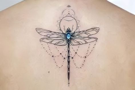 Dragon Fly Mandala Tattoo, Dragonfly Arm Tattoos For Women, Dragonfly Moon Tattoo, Dragon Fly Tattoo For Women, Small Dragonfly Tattoo, Simple Tattoos For Women, Gem Tattoo, Animal Tattoo Ideas, Tattoo Lettering Design