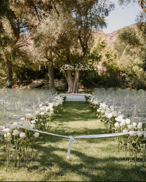 Wedding Aisle Decorations Outdoor, Hummingbird Nest Ranch Wedding, Wedding Walk, Hummingbird Nest Ranch, Hummingbird Nest, Wedding Isles, Lights Wedding Decor, White Roses Wedding, All White Wedding