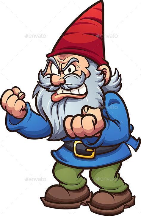 Cartoon Gnome Drawing, Carving Gnomes, Gnome Drawings, Evil Cartoon Characters, Gnome Drawing, Cartoon Gnome, Angry Elf, Angry Cartoon, Elf Clipart