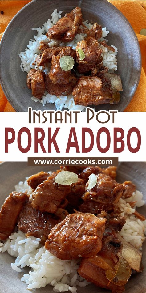 Recipes With Pork Chunks, Polynesian Dishes, Filipino Pork Adobo, Pork Adobo Recipe, Phillipino Food, Pork Stew Meat, Boneless Pork Ribs, Pressure Cooker Pork, Pork Adobo