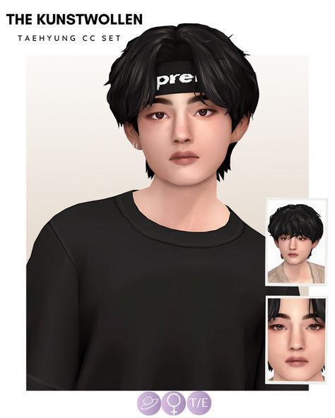 Thaehyung cc set | Patreon Sims 4 Kpop Cc, The Kunstwollen, Face Overlay, Sims 4 Hair Male, Sims 4 Male Clothes, V Hair, Mod Hair, Bts Clothing, Kpop Hair