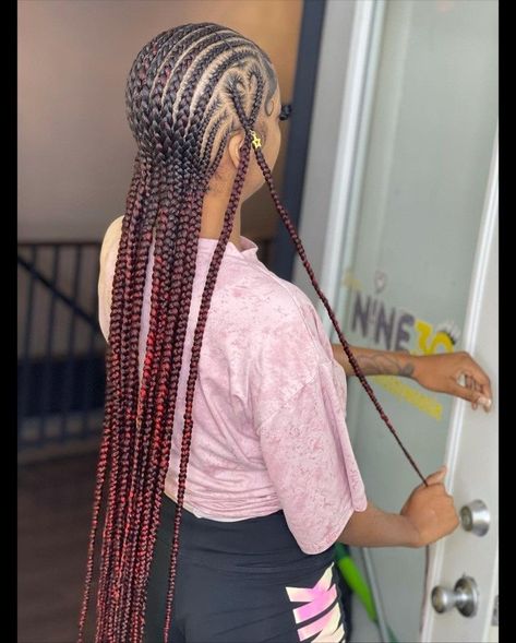 Cornrows With Heart, Ombre Cornrows, Long Cornrows, Black Kids Braids Hairstyles, Cornrows Braids For Black Women, Feed In Braids, Short Box Braids Hairstyles, Weave Ponytail Hairstyles, Braided Hairdo