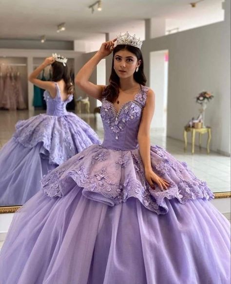 Debut Dresses Filipino Purple, 18th Gown, Fairy Quince, Quince Inspiration, Lilac Quinceanera, Lavender Quinceanera Dresses, Lavender Quinceanera, Purple Quinceanera, Prom Dress A Line