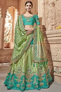 Picture of Supreme sea green & light green lehenga Multicolour Lehenga, Lehenga Sabyasachi, Handwork Lehenga, Dresses Lehenga, Heavy Lehenga, Lehenga Bridal, Indian Wedding Lehenga, Heavy Dupatta, Sabyasachi Lehenga