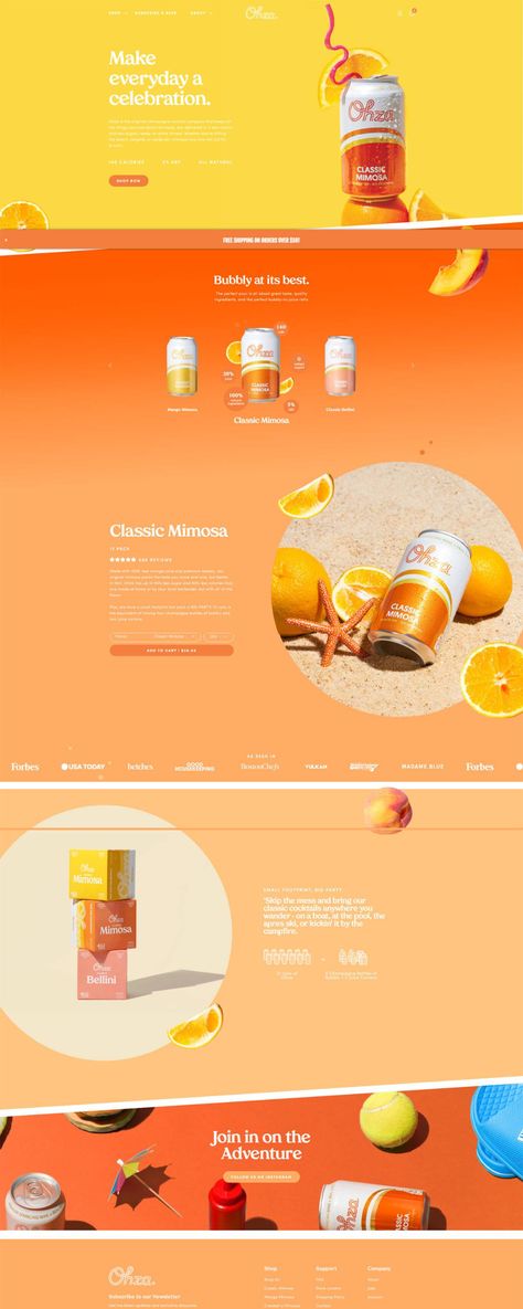 Website Visual Design, Website Design Food Product, Energy Drink Website Design, Smoothie Website Design, Creative Ecommerce Website Design, Yellow Website Design Inspiration, Drinks Website Design, Website Design Homepage, One Product Website Design