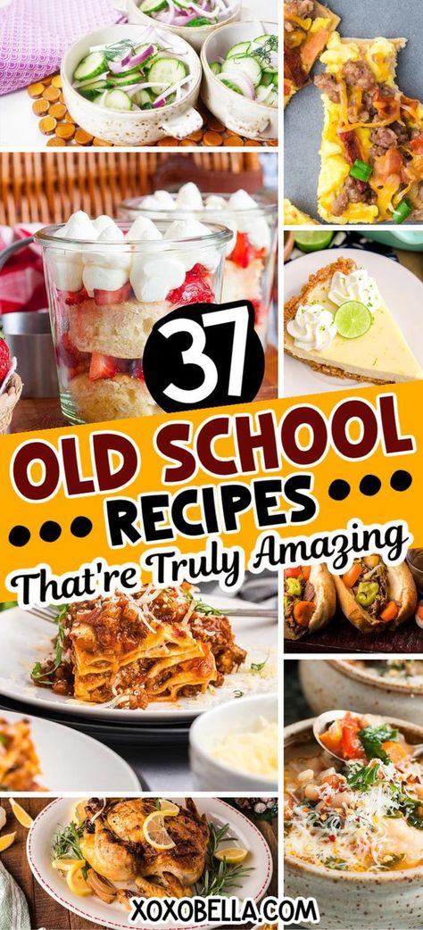 Old school recipes are those that have been around for a long time and are still really popular. This collection of 37 old school recipes promises something delicious for everyone. You will already know some of these dishes, although it might be a while since you had them, and others might be a brand new flavor experience. These old school recipes might remind you of your childhood or they might bring back other fond nostalgic memories. Each of these recipes is easy to make and tastes amazing. School Cafeteria Pizza, Cafeteria Pizza, Old School Recipes, School Dinner Recipes, School Lunch Recipes, Cafeteria Food, School Recipes, Heirloom Recipes, Copykat Recipes