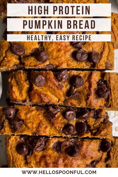 I have told everyone about this healthy protein pumkin bread because it's INCREDIBLE! The texture is so light, fluffy, and moist but it's made with oat flour! This is my favorite pumpkin bread recipe for fall! Protein Breakfast Bread, High Protein Pumpkin Recipes, Protein Pumpkin Bread, Healthy Protein Desserts, Pumpkin Bread Recipe Healthy, Chocolate Pumpkin Bread, Healthy Pumpkin Bread, Gluten Free Pumpkin Bread, Pumpkin Banana Bread