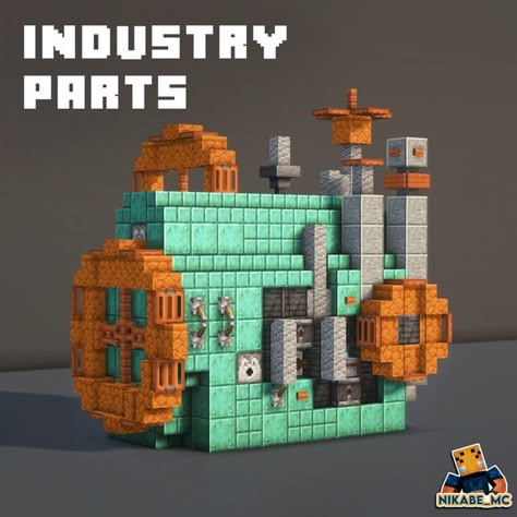 Minecraft Steampunk House Tutorial, Minecraft Oil Pump, Minecraft Industrial Build, Minecraft Factory Interior, Steampunk Builds Minecraft, Steampunk Generator, Industrial Minecraft Builds, Minecraft Steampunk Ideas, Minecraft Laboratory Ideas