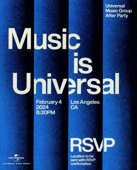 So excited to share my invite design & logo for @universalmusicgroup afterparty – Music Is Universal 💙 Thank you @connorkrill for the AD! … | Instagram Invite Design, Commercial Ads, Universal Music Group, Instagram Design, Music Is, Design Logo, Invitation Design, So Excited, Layout Design