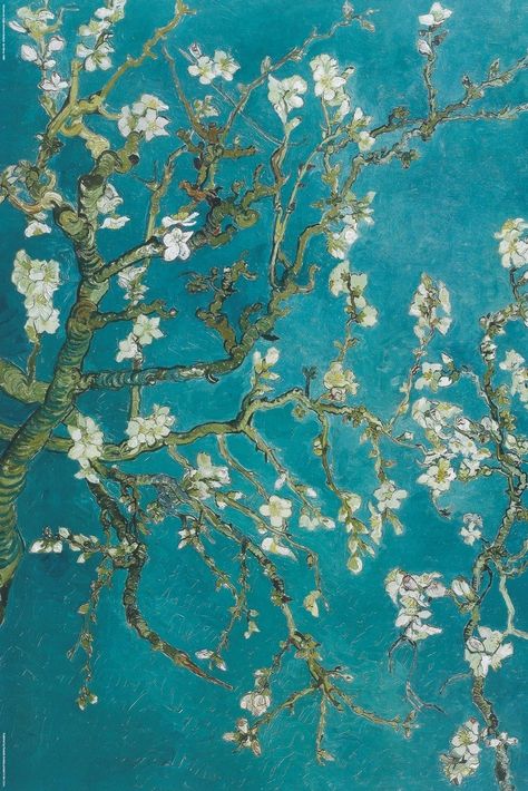 Vincent Van Gogh Blossoming Almond Tree, Blooming Almond Tree Van Gogh Wallpaper, Almond Branches Van Gogh, Van Gogh Cherry Blossoms Wallpaper, Vincent Van Gogh Cherry Blossom, Van Gogh Almond Blossoms Wallpaper, Vincent Van Gogh Flower Paintings, Impressionist Paintings Van Gogh, Flower Branches Painting