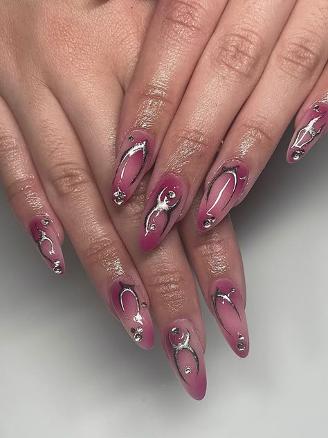 Pink Airbrush Nails, Nail Extensions Acrylic, Nails Holiday, Airbrush Nails, Grunge Nails, Blush Nails, Pretty Gel Nails, Really Cute Nails, Nails Only