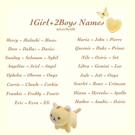 Triplet Names 2 Boys 1 Girl, Twin Names Ideas, Triplet Names Ideas, Twins Names Boy And Girl, Names For Triplets, Twin Name Ideas, Twin Names Boy And Girl, Cute Twin Names, Pretty Girl Names Aesthetic