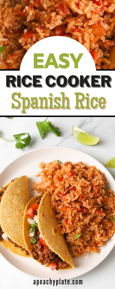 Spanish Rice Recipes, Rice Cooker Spanish Rice, Rice Cooker Mexican Rice, Corn Broccoli, Spanish Rice Recipe Easy, Aroma Rice Cooker, Mexican Main Dishes, Spanish Rice Easy, Mexican Rice Easy