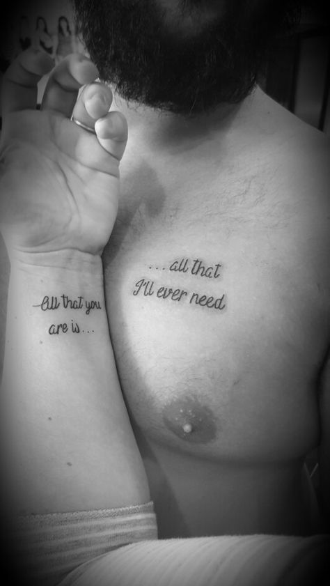 Matching Quote Tattoos, Wife Tattoos, Couple Tattoo Quotes, 27 Tattoo, Him And Her Tattoos, Couple Tattoos Love, Partner Tattoos, Wife Tattoo, Best Couple Tattoos