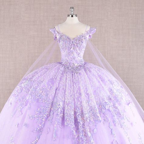 Prom Dresses Ball Gown Purple, Lavender Quince Dress With Butterflies, Lavender Quinceanera Dresses Long Sleeve, Rapunzel Quince Dress, Royal Purple Ball Gown, Light Purple Quince Dresses, Lavender Quinceanera Decorations, Lavender Quince Dress, Wedding Dresses Purple