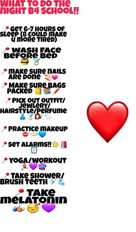 What to do the night b4 school Thing To Do The Night Before School, What Stuff To Pack On A School Over Night Trip, What To Do The Night Before 1st Day Of School, The Night Before School, Night B4 First Day Of School, 7 Hours Of Sleep, Night Before School, First Day Of Class, School Night