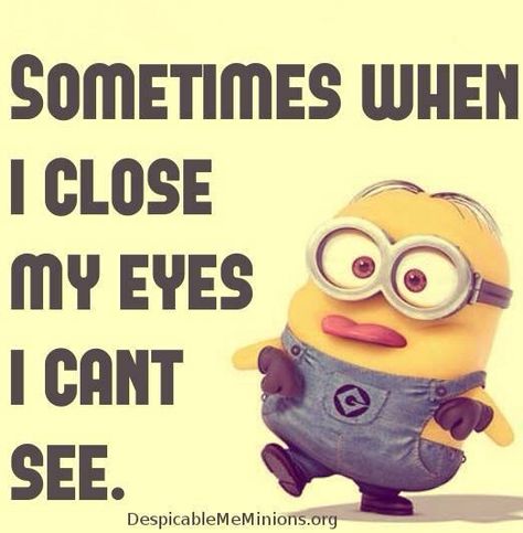 Sometimes when I close my eyes I cant see. Minion Video, Funny Minion Memes, I Close My Eyes, Minion Jokes, Minions Love, A Minion, Inspirational Humor, Funny Minion Quotes, Minion Quotes