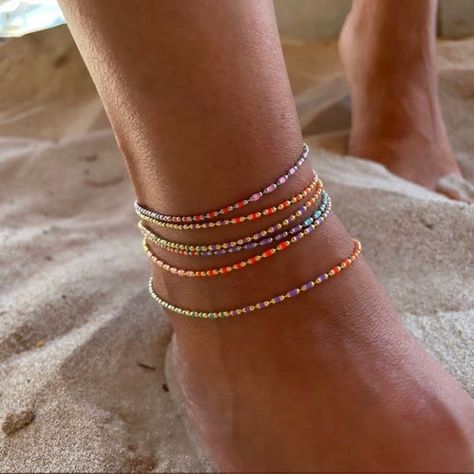 Dainty Silver Jewelry, Rose Gold Anklet, Bracelet Layering, Summer Beach Jewelry, Foot Bracelet, Crystal Anklet, Anklets Boho, Wholesale Silver Jewelry, Gold Anklet