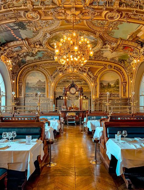 Le Train Bleu Paris Le Train Bleu Paris, Train Restaurant, Versailles Hall Of Mirrors, Luxury Restaurant Interior, Paris Review, France Country, French Theme, Blue Train, Paris Luxury