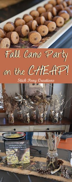 Deer Hunting Party Ideas, Deer Hunting Birthday Party Theme, Wild Game Dinner Decorations, Camo Party Ideas, Deer Themed Birthday Party, Hunting Birthday Party Ideas, Deer Hunting Birthday Party, Camo Party Decorations, Hunting Themed Birthday Party