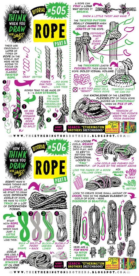 Rope Tutorial, Prosthetic Limbs, Rope Drawing, Etherington Brothers, Graffiti Ideas, Comic Tutorial, Art Advice, How To Think, Art Skills