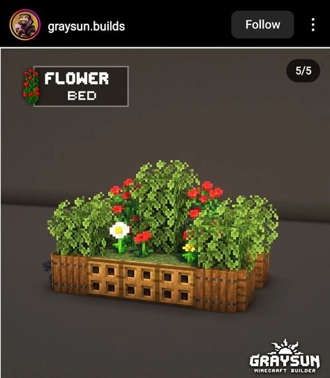 Minecraft Medieval Flower Shop, Minecraft Shrubbery, Rose Garden Minecraft, Flowerbed Minecraft, Minecraft Flower Design, Mincraft Idea Outdoor, Minecraft Flower Pot Ideas, Minecraft Wood Wall Designs, Minecraft Garden Decor