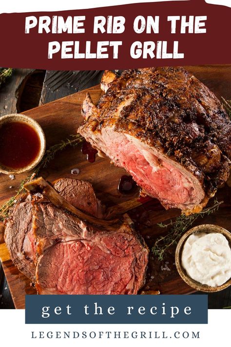 Prime Rib on the Pellet Grill Prime Rib In Oven, Prime Rib Roast Recipe Ovens, Prime Rib Cooking Times, Best Prime Rib Recipe, Roasted Prime Rib, Cooking Prime Rib Roast, Best Prime Rib, Prime Rib Steak, Prime Rib Roast Recipe