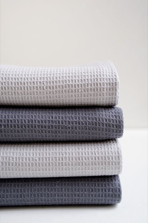 Aesthetic Towels, Aesthetic Kitchen Towels, Towel Product Shoot, Towels Aesthetic, Waffle Knit Towels, Tea Towel Product Photography, Kitchen Towels Waffle, Waffle Hand Towel, Laundry Business