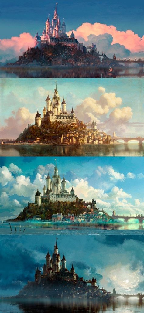 Heroic Fantasy, Disney Concept Art, Architecture Design Concept, Design Landscape, Fantasy Castle, 수채화 그림, Fantasy Places, Disney Tangled, Matte Painting