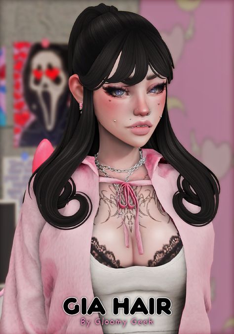 Half Up Half Down Sims 4 Cc Hair, Ts4 Cc Hair Alpha, Los Sims 4 Mods, Mod Hair, Sims 4 Anime, Pelo Sims, Sims 4 Cc Makeup, Sims 4 Body Mods, Sims 4 Cc Folder