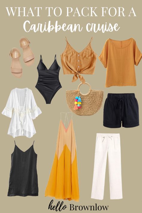 How to Pack for a Cruise in a Carry-On - Hello Brownlow What To Pack For Mexican Riviera Cruise, Plus Size Caribbean Vacation Outfits, Plus Sized Cruise Outfits, Caribbean Cruise Outfits 7 Day 2023, 80s Cruise Outfit, Cruise Packing List For Women, Carribean Cruise Outfits 2023, What To Wear On A Cruise Caribbean, Cruise Capsule Wardrobe Caribbean